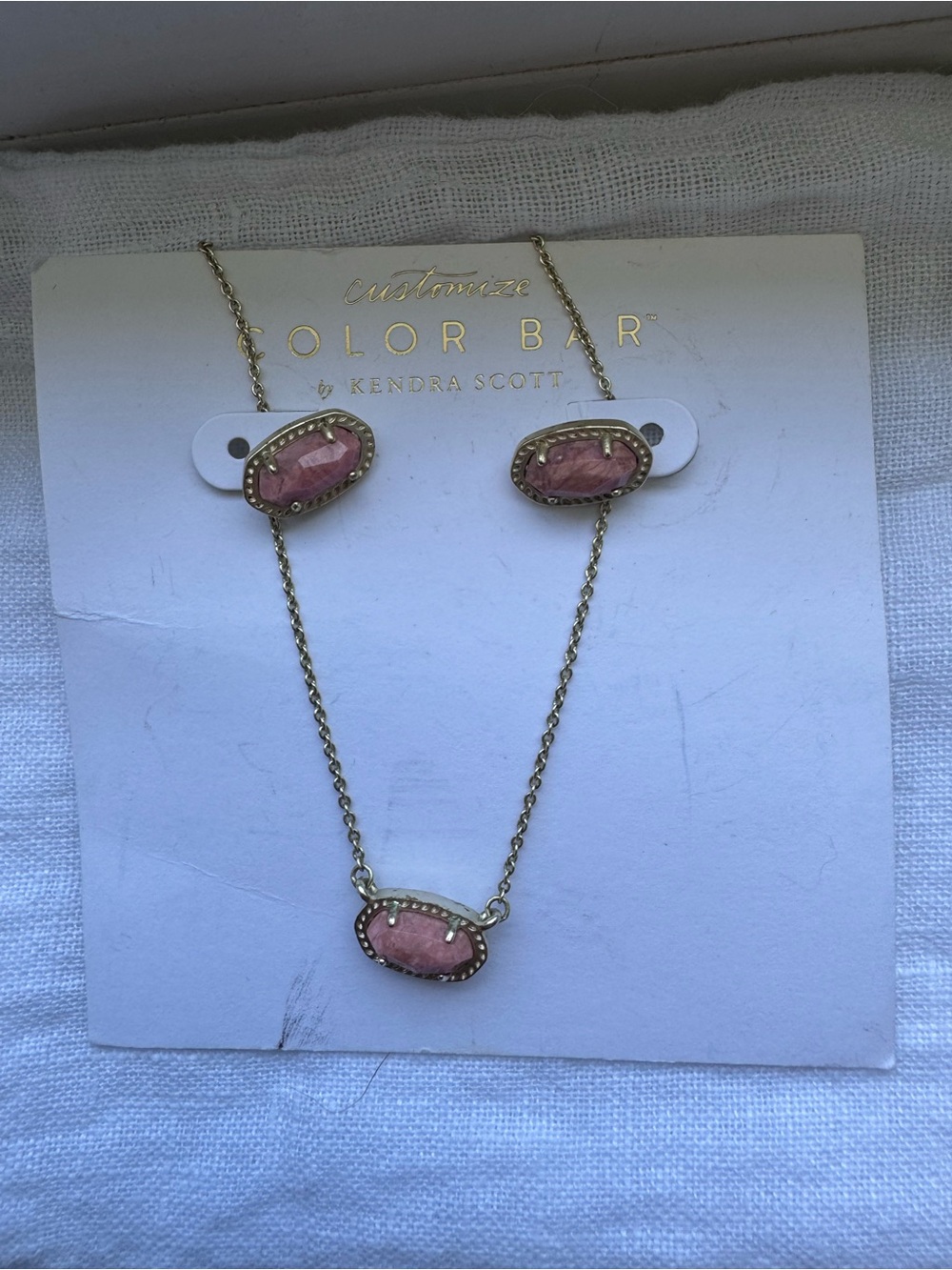 Kendra Scott Pink Glass Pendant Necklace and Studs Set